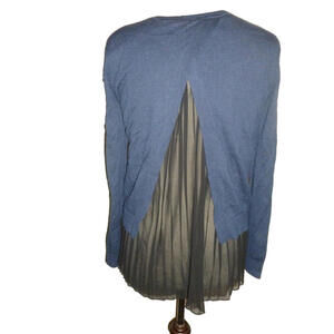 Chelsea 28 Tunic Sweater‎ Pullover Navy  Blue Pullover Back Sheer XS